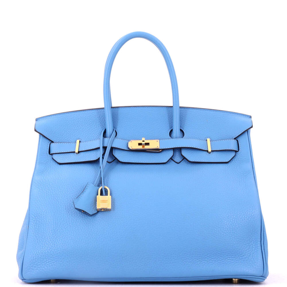 Hermes Birkin 35 Blue Clemence with Gold Hardware